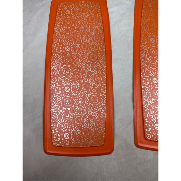 Vintage 1970s Rubbermaid Stove n’ Counter Mats Orange Flower Power MCM Mod Groov - Picture 3 of 9